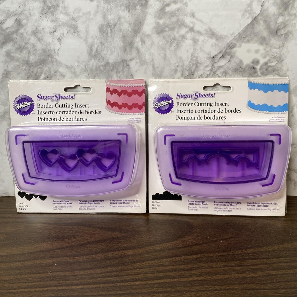 Wilton Sugar Sheets Border Cutting Inserts- Hearts & Bubbles Borders -NEW